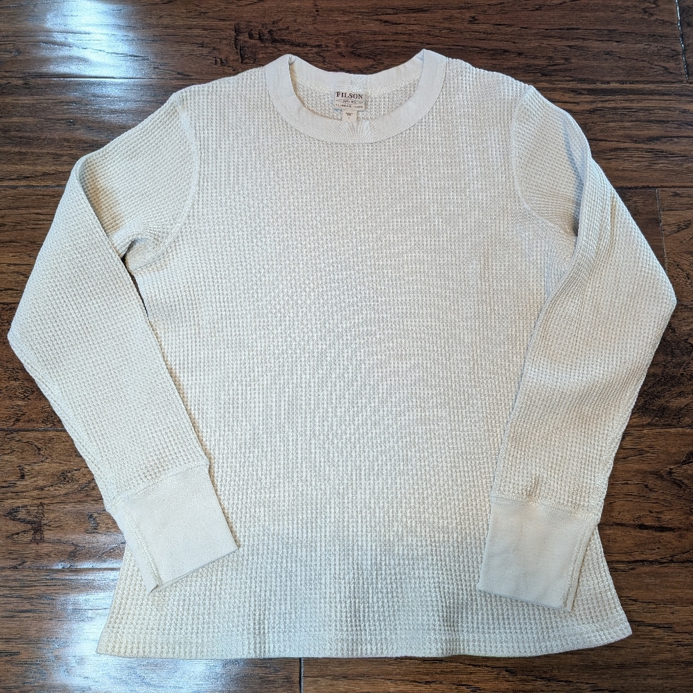 Filson Women's Cream Waffle Knit Thermal Crewneck Long Sleeve